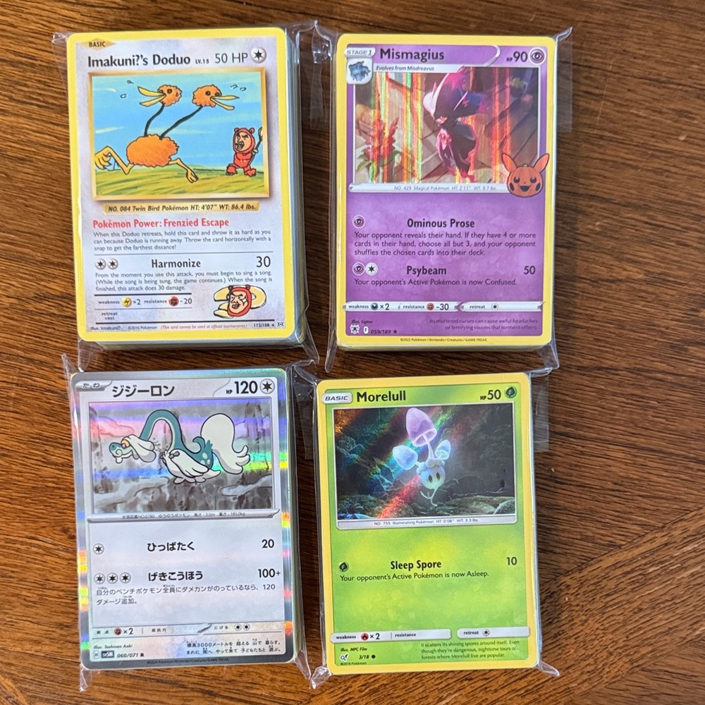 Pokémon Holographic Card Lot — Doduo, Mismagius, Morelull + Japanese Card